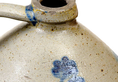 Rare T. A. PACKER, Uhrichsville, OH Stoneware Jug with Elaborate Cobalt Decoration