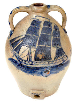 Important Incised Ship Water Cooler attrib. Abial Price, South Amboy, New Jersey, 1839