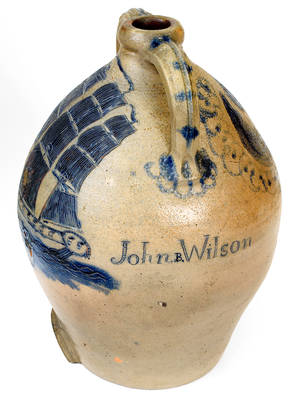 Important Presentation Cooler w/ Elaborate Incised Ship Design, attrib. Abial Price, South Amboy, NJ, Dated 1839