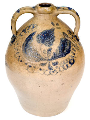 Important Presentation Cooler w/ Elaborate Incised Ship Design, attrib. Abial Price, South Amboy, NJ, Dated 1839