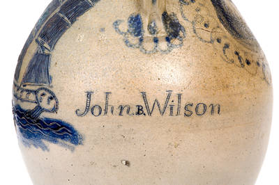 Important Presentation Cooler w/ Elaborate Incised Ship Design, attrib. Abial Price, South Amboy, NJ, Dated 1839