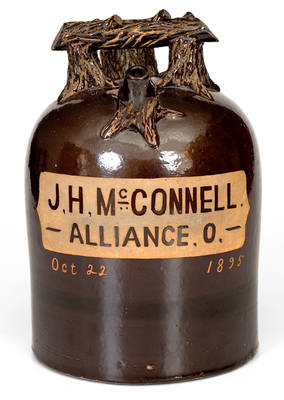 Fine J.H. McCONNELL / ALLIANCE, O. / Oct 22 1895 Presentation Stoneware Harvest Jug