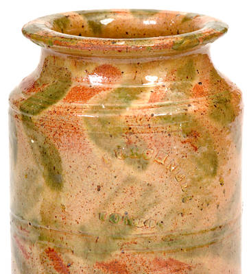 Exceptional Glazed WM. W. BURCHNELL / LONDON (Ohio) Redware Jar
