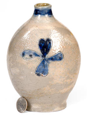 Rare New York Stoneware Flask w/ Incised Floral Motifs