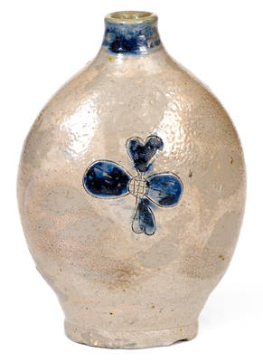 Rare New York Stoneware Flask w/ Incised Floral Motifs