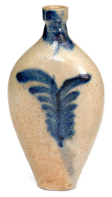 Rare Baltimore Stoneware Flask w/ Tulip Decoration, circa 1830
