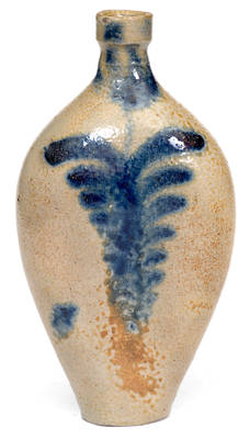 Rare Baltimore Stoneware Flask w/ Tulip Decoration, circa 1830