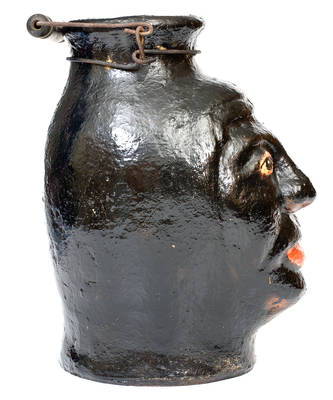 Rare Painted Stoneware Face Jug, attributed to Mr. Nelson, Wilkesboro, NC