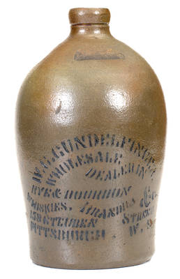 Half-Gallon Pittsburgh, PA Stoneware Advertising Jug