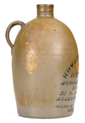 Rare Half-Gallon Allegheny City, PA Stoneware Advertising Jug (T.F. Reppert, Greensboro)