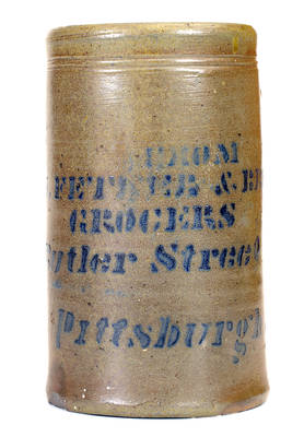 Pittsburgh, PA Stoneware Advertising Canning Jar