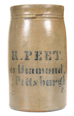 Pittsburgh, Pennsylvania Stoneware Advertising Canning Jar