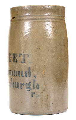 Pittsburgh, Pennsylvania Stoneware Advertising Canning Jar
