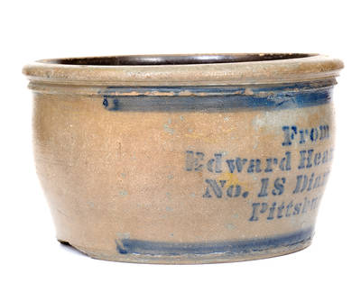 Rare Pittsburgh, PA Stoneware Advertising Bowl, Greensboro, PA origin
