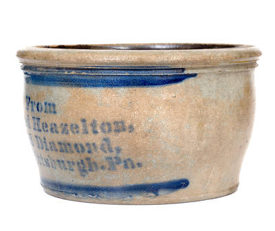 Rare Pittsburgh, PA Stoneware Advertising Bowl, Greensboro, PA origin