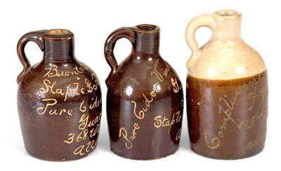 Three Miniature Stoneware Jugs with Alleghany, PA Advertising