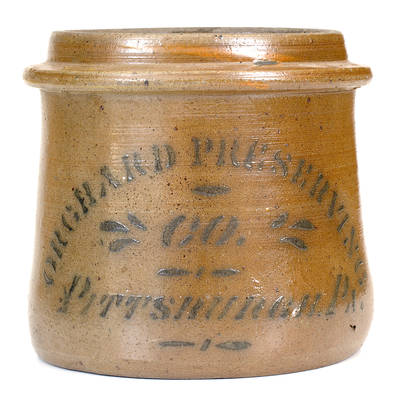 Rare ORCHARD PRESERVING / CO. / PITTSBURGH, PA Stoneware Canning Jar