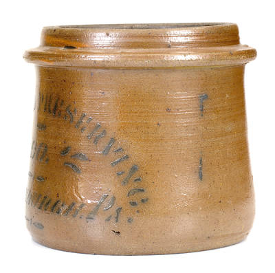 Rare ORCHARD PRESERVING / CO. / PITTSBURGH, PA Stoneware Canning Jar