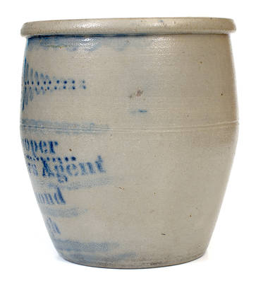 Fine Two-Gallon Pittsburgh, PA Stoneware Advertising Jar with Profuse Cobalt Decoration