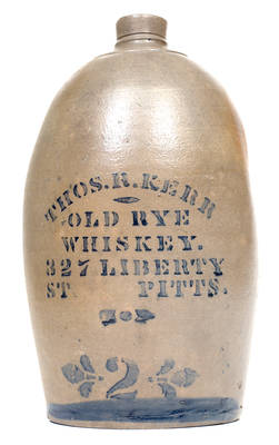 Pittsburgh, PA Stoneware Advertising Jug, Greensboro, PA origin