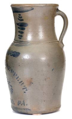 One-Gallon WILLIAMS & REPPERT / GREENSBORO, PA Cobalt-Decorated Stoneware Pitcher