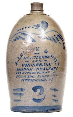 Two-Gallon Pittsburgh, PA Stoneware Advertising Jug