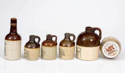 Six Stoneware Miniatures with Pittsburgh, PA Advertising