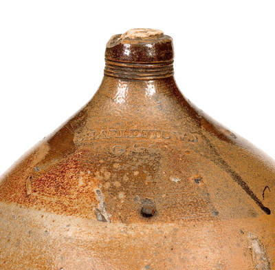 Fine CHARLESTOWN / GGG Iron-Decorated Stoneware Jug (Frederick Carpenter, Charlestown, MA)