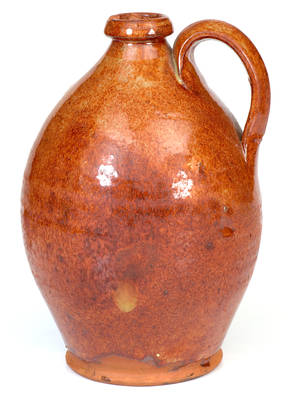 Fine Glazed Redware Jug, possibly Alvin Wilcox, West Bloomfield, New York