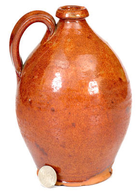 Fine Glazed Redware Jug, possibly Alvin Wilcox, West Bloomfield, New York