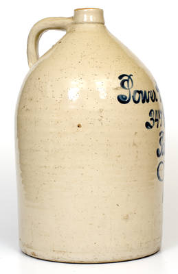 Four-Gallon Paterson, NJ Stoneware Advertising Jug, attrib. Fulper Pottery, Flemington