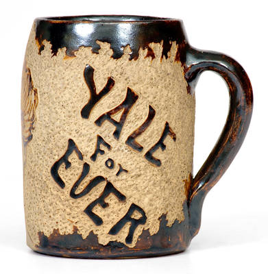 Exceptional Yale Art Pottery Stoneware Mug with Figural Decoration