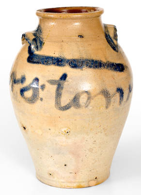 Exceedingly Rare Paul Cushman (Albany, NY, c1812) Stoneware Jar Inscribed 