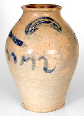 Exceedingly Rare Paul Cushman (Albany, NY, c1812) Stoneware Jar Inscribed 