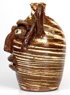 B.B. Craig Stoneware Face Jug, Swirled Clay
