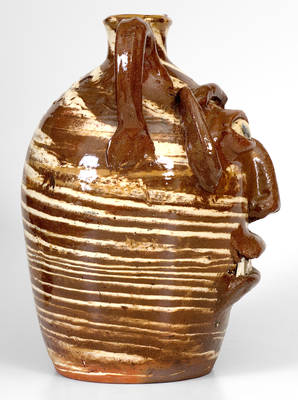 B.B. Craig Stoneware Face Jug, Swirled Clay