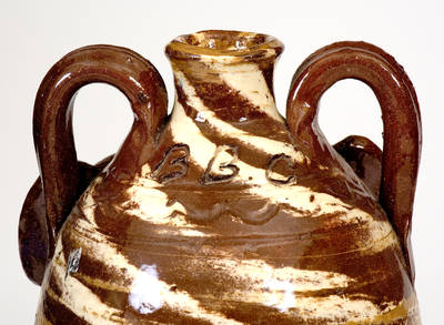 B.B. Craig Stoneware Face Jug, Swirled Clay