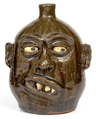 Lanier Meaders (Cleveland, GA) Stoneware Face Jug with Rock Teeth
