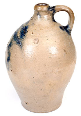 Fine J. REMMEY / MANHATTAN-WELLS / NEW-YORK Cobalt-Decorated Stoneware Jug