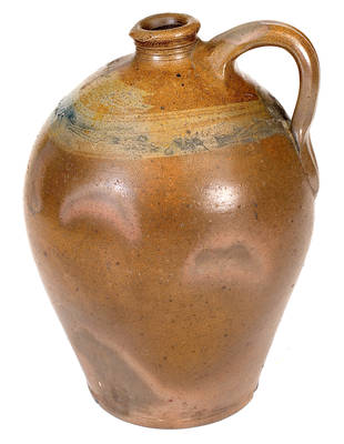 Stoneware RUM Jug with Coggled Fish-and-Berry Decoration, attrib. Branch Green, Philadelphia, PA, circa 1820