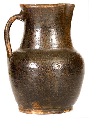 Edgefield District, SC Alkaline-Glazed Stoneware Pitcher, possibly Edward Stone at Martintown Road Potteries, c1845