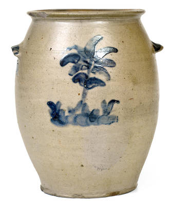 Extremely Rare Stoneware Jar w/ Cobalt Federal Shield Decoration, probably Kentucky, c1825-40