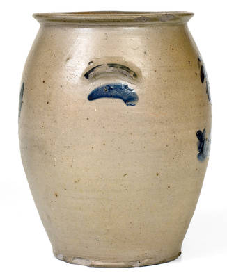 Extremely Rare Stoneware Jar w/ Cobalt Federal Shield Decoration, probably Kentucky, c1825-40