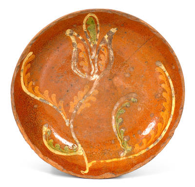 Slip-Decorated Pennsylvania Redware Plate