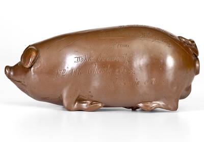 Fine Anna Pottery John Gaubatz / St. Louis Stoneware Pig Flask