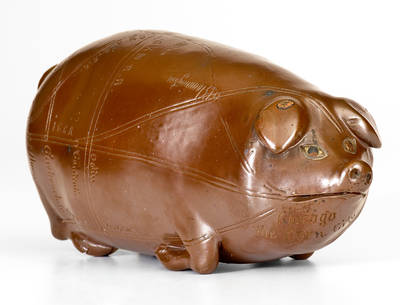 Fine Anna Pottery John Gaubatz / St. Louis Stoneware Pig Flask