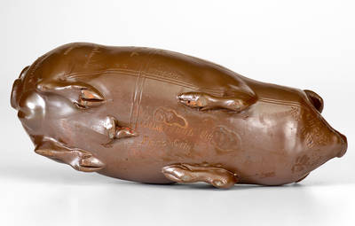 Fine Anna Pottery John Gaubatz / St. Louis Stoneware Pig Flask