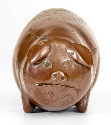 Fine Anna Pottery John Gaubatz / St. Louis Stoneware Pig Flask