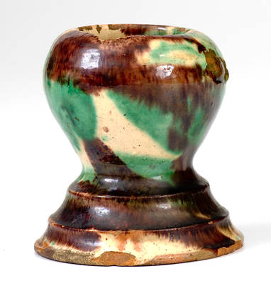 Multi-Glazed Redware Egg Cup, attributed to S. Bell & Sons or J. Eberly & Co., Strasburg, VA, circa 1890