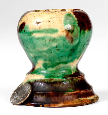Multi-Glazed Redware Egg Cup, attributed to S. Bell & Sons or J. Eberly & Co., Strasburg, VA, circa 1890